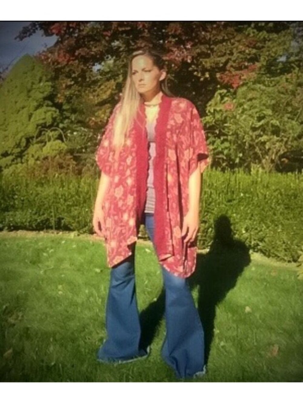 NWOT Nordstrom Floral Crochet Trim Kimono Duster OS | Whimsigoth Boho Coquette - Picture 14 of 16